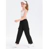 Girls Kids Cargo Sweatpants Wide Straight Leg Jogger Pants 5-14 Years(Black)