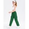 Girls Kids Cargo Sweatpants Wide Straight Leg Jogger Pants 5-14 Years(Green)