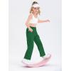 Girls Kids Cargo Sweatpants Wide Straight Leg Jogger Pants 5-14 Years(Green)