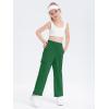 Girls Kids Cargo Sweatpants Wide Straight Leg Jogger Pants 5-14 Years(Green)