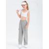 Girls Kids Cargo Sweatpants Wide Straight Leg Jogger Pants 5-14 Years(Grey)