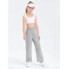 Girls Kids Cargo Sweatpants Wide Straight Leg Jogger Pants 5-14 Years(Grey)