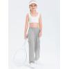 Girls Kids Cargo Sweatpants Wide Straight Leg Jogger Pants 5-14 Years(Grey)