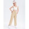 Girls Kids Cargo Sweatpants Wide Straight Leg Jogger Pants 5-14 Years(Khaki)