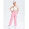 Girls Kids Cargo Sweatpants Wide Straight Leg Jogger Pants 5-14 Years(Pink)