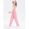 Girls Kids Cargo Sweatpants Wide Straight Leg Jogger Pants 5-14 Years(Pink)