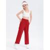Girls Kids Cargo Sweatpants Wide Straight Leg Jogger Pants 5-14 Years(Red)
