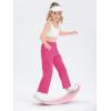 Girls Kids Cargo Sweatpants Wide Straight Leg Jogger Pants 5-14 Years(Rose Red)