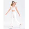 Girls Kids Cargo Sweatpants Wide Straight Leg Jogger Pants 5-14 Years(White)