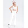 Girls Kids Cargo Sweatpants Wide Straight Leg Jogger Pants 5-14 Years(White)
