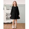 Girls Lantern Long Sleeve Dress Kids Flowy Tiered Ruffle Crewneck A-Line Fall Dresses 5-14 Years(Black)