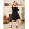 Girls Lantern Long Sleeve Dress Kids Flowy Tiered Ruffle Crewneck A-Line Fall Dresses 5-14 Years(Black)