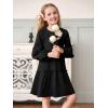 Girls Lantern Long Sleeve Dress Kids Flowy Tiered Ruffle Crewneck A-Line Fall Dresses 5-14 Years(Black)