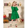 Girls Lantern Long Sleeve Dress Kids Flowy Tiered Ruffle Crewneck A-Line Fall Dresses 5-14 Years(Green)