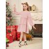 Girls Lantern Long Sleeve Dress Kids Flowy Tiered Ruffle Crewneck A-Line Fall Dresses 5-14 Years(Pink)