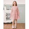 Girls Lantern Long Sleeve Dress Kids Flowy Tiered Ruffle Crewneck A-Line Fall Dresses 5-14 Years(Pink)