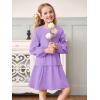 Girls Lantern Long Sleeve Dress Kids Flowy Tiered Ruffle Crewneck A-Line Fall Dresses 5-14 Years(Purple)