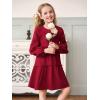 Girls Lantern Long Sleeve Dress Kids Flowy Tiered Ruffle Crewneck A-Line Fall Dresses 5-14 Years(Red)
