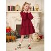 Girls Lantern Long Sleeve Dress Kids Flowy Tiered Ruffle Crewneck A-Line Fall Dresses 5-14 Years(Red)