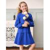 Girls Lantern Long Sleeve Dress Kids Flowy Tiered Ruffle Crewneck A-Line Fall Dresses 5-14 Years(Royal Blue)