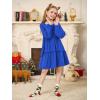 Girls Lantern Long Sleeve Dress Kids Flowy Tiered Ruffle Crewneck A-Line Fall Dresses 5-14 Years(Royal Blue)