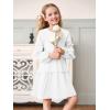 Girls Lantern Long Sleeve Dress Kids Flowy Tiered Ruffle Crewneck A-Line Fall Dresses 5-14 Years(White)