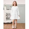 Girls Lantern Long Sleeve Dress Kids Flowy Tiered Ruffle Crewneck A-Line Fall Dresses 5-14 Years(White)