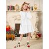 Girls Lantern Long Sleeve Dress Kids Flowy Tiered Ruffle Crewneck A-Line Fall Dresses 5-14 Years(White)