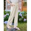 Girls Wide Leg Pants Kids Fashion Lace Hem Elastic Waist Uniform Pants Slacks with Pockets 5-14 Years(Beige)