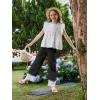 Girls Wide Leg Pants Kids Fashion Lace Hem Elastic Waist Uniform Pants Slacks with Pockets 5-14 Years(Black)
