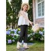Girls Wide Leg Pants Kids Fashion Lace Hem Elastic Waist Uniform Pants Slacks with Pockets 5-14 Years(Black)