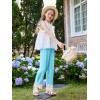 Girls Wide Leg Pants Kids Fashion Lace Hem Elastic Waist Uniform Pants Slacks with Pockets 5-14 Years(Blue)