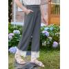 Girls Wide Leg Pants Kids Fashion Lace Hem Elastic Waist Uniform Pants Slacks with Pockets 5-14 Years(Grey)