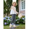 Girls Wide Leg Pants Kids Fashion Lace Hem Elastic Waist Uniform Pants Slacks with Pockets 5-14 Years(Grey)