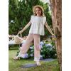 Girls Wide Leg Pants Kids Fashion Lace Hem Elastic Waist Uniform Pants Slacks with Pockets 5-14 Years(Light Pink)