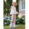 Girls Wide Leg Pants Kids Fashion Lace Hem Elastic Waist Uniform Pants Slacks with Pockets 5-14 Years(Light Pink)