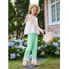 Girls Wide Leg Pants Kids Fashion Lace Hem Elastic Waist Uniform Pants Slacks with Pockets 5-14 Years(Mint Green)
