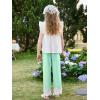 Girls Wide Leg Pants Kids Fashion Lace Hem Elastic Waist Uniform Pants Slacks with Pockets 5-14 Years(Mint Green)