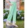 Girls Wide Leg Pants Kids Fashion Lace Hem Elastic Waist Uniform Pants Slacks with Pockets 5-14 Years(Mint Green)