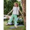 Girls Wide Leg Pants Kids Fashion Lace Hem Elastic Waist Uniform Pants Slacks with Pockets 5-14 Years(Mint Green)