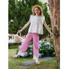 Girls Wide Leg Pants Kids Fashion Lace Hem Elastic Waist Uniform Pants Slacks with Pockets 5-14 Years(Pink)