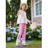 Girls Wide Leg Pants Kids Fashion Lace Hem Elastic Waist Uniform Pants Slacks with Pockets 5-14 Years(Pink)
