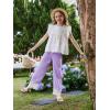 Girls Wide Leg Pants Kids Fashion Lace Hem Elastic Waist Uniform Pants Slacks with Pockets 5-14 Years(Purple)