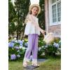 Girls Wide Leg Pants Kids Fashion Lace Hem Elastic Waist Uniform Pants Slacks with Pockets 5-14 Years(Purple)