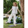 Girls Wide Leg Pants Kids Fashion Lace Hem Elastic Waist Uniform Pants Slacks with Pockets 5-14 Years(White)