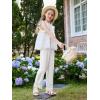 Girls Wide Leg Pants Kids Fashion Lace Hem Elastic Waist Uniform Pants Slacks with Pockets 5-14 Years(White)