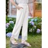 Girls Wide Leg Pants Kids Fashion Lace Hem Elastic Waist Uniform Pants Slacks with Pockets 5-14 Years(White)
