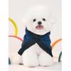 Haloumoning Dog Fleece Hoodie Cute Pom-pom Hooded Sweatshirt Christmas Costume Holiday Outfit Pet Xmas Clothes for Small Medium Dogs(Navy Blue)