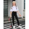 Haloumoning Girls Athletic Leggings with Pockets Kids High Waist Active Tights Dance Running Yoga Pants 5-14 Years(Black)