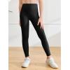 Haloumoning Girls Athletic Leggings with Pockets Kids High Waist Active Tights Dance Running Yoga Pants 5-14 Years(Black)